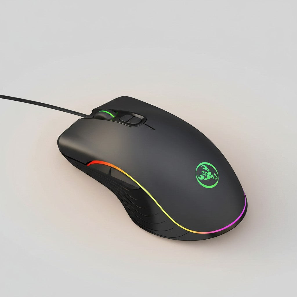 Frost Gaming ergonomic wired optical gaming mouse with 7 buttons and RGB lighting.