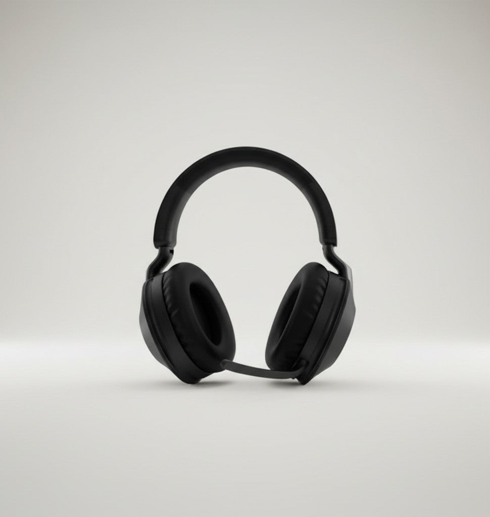 Frost Gaming black over-ear wireless headset with microphone, power display, and 14-hour battery life.